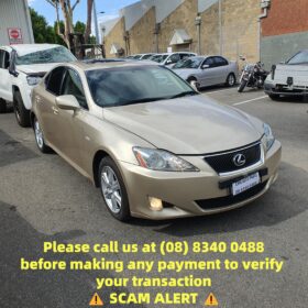 Wrecking 2335 LEXUS IS GSE20 II 250 2.5L 4GR-FSE DOHC 24v Petrol Direct Inj. V6 153kW Sedan RWD [08/05 – 03/13]
